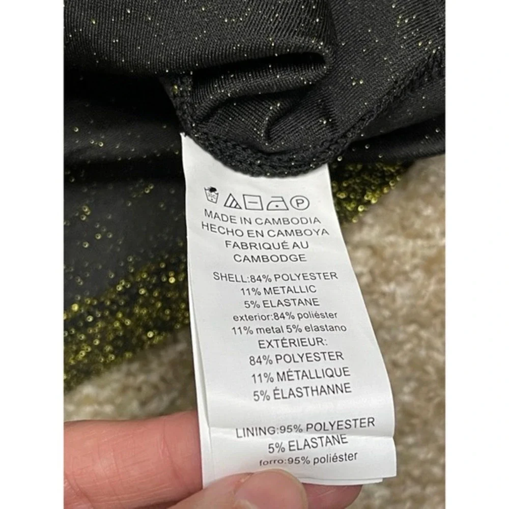 Michael Kors Womens L Glitter Sparkle Gold MK Short Sleeve T Shirt V-Neck‎
